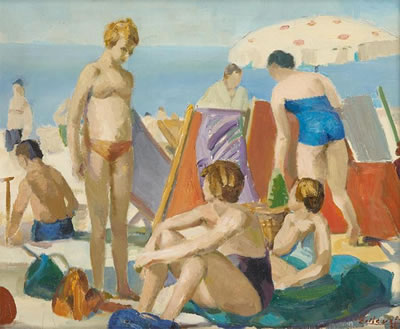 Joseph Martin Tilleux : Baigneuses en bord de mer