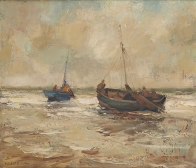 Michel Dutrieu : Barques de pêche.