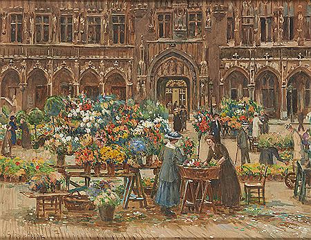 Ketty Gilsoul Hoppe : Marché aux fleurs à la Grand-Place de Bruxelles.