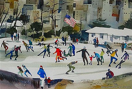 Ted Sherwen : Ice Skaters, New York