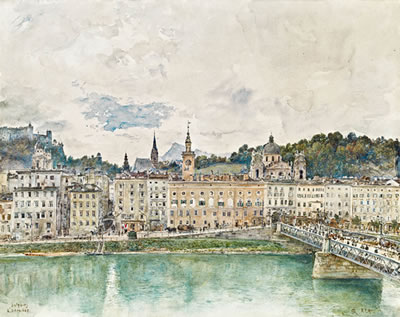 Rudolf von Alt : Salzburg mit der Salzach