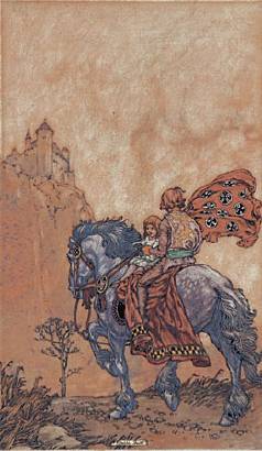 Franklin Booth : Mounted Knight and Child