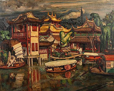 Andre Claudot : Chine, vue d'un palais animé