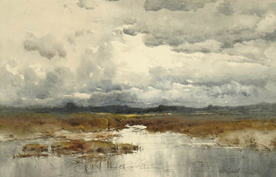 Samuel Peter Rolt Triscott : Storm Clouds over the Marsh