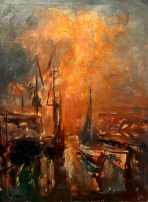 Glenn (Glen) Cooper Henshaw : Boats Against the Sunset