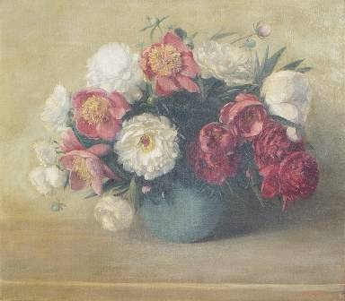 Varaldo Cariani : Major Oil Still Life 'Peonies'