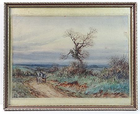 Joan Molyneux Stannard : Driving a horse and cart on a country road