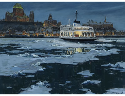 Horace Champagne : THE BEST DEAL IN QUEBEC CITY ($1.75 FERRY CROSSING FROM LEVIS THROUGH THE ICE FLOWS [SIC])