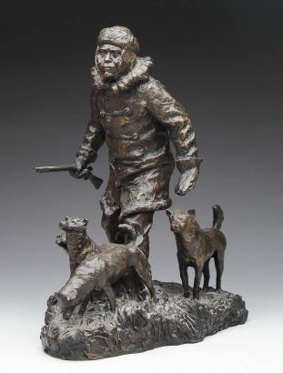 Louis McClellan Potter : Native Eskimo with Rifle and Dogs