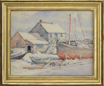 John Alfred Cook : TWO WORKS: HARBOR SCENE AND BOAT YARD (2)