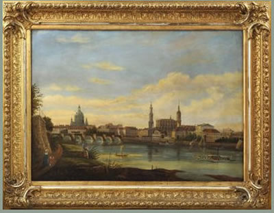 Franz Wilhelm Leuteritz : Ansicht von Dresden: Blick vom Neustädter Ufer aus auf die Altstadt.