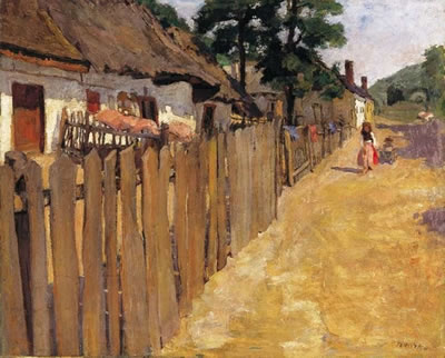 Adolphe Fenyes : Sunlit Street with Children, 1902