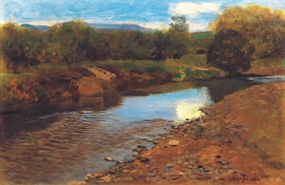 Pál Merse : Streamside (Landscape with Stream)