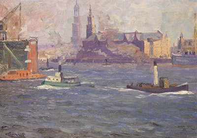 Wilhelm Eberhardt : Hafenblick' Hamburger Hafen