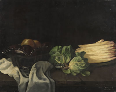 Joseph Muhlbeck : Stillleben mit Spargel. 1922