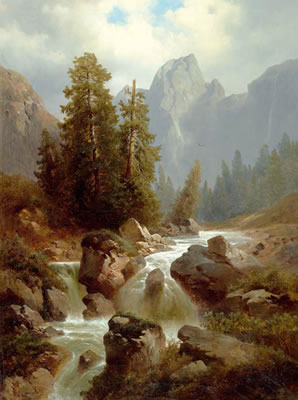 Josef Thoma the Younger : Mountain landscape with river