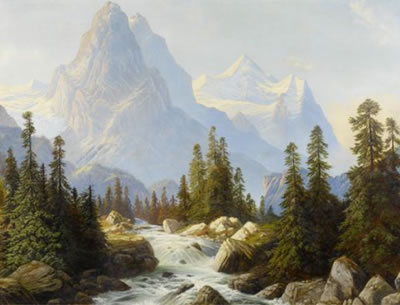 Jakob Johann Joseph Zelger : Berglandschaft mit einem Bach.