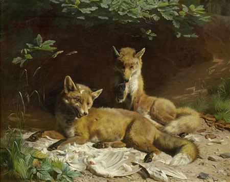 Adolf Henrik Mackeprang : Two foxes