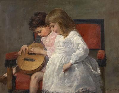 Karl Walter Leopold von Kalckreuth : BROTHER AND SISTER PLAYING MUSIC