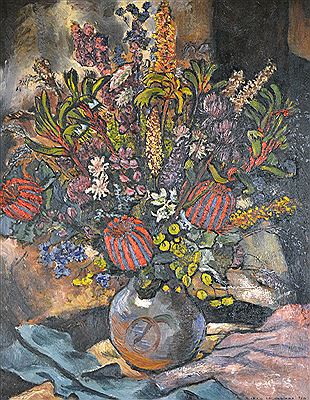 Jean De Courtenay Isherwood : Untitled (Still Life with Banksias) 1949