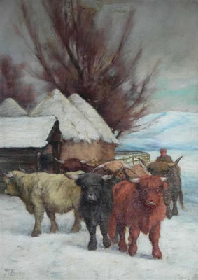 Tomson Laing : HIGHLAND CATTLE IN SNOW