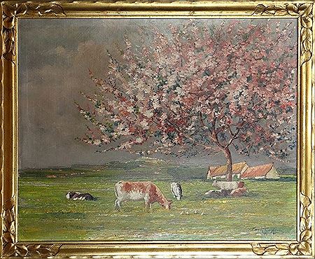 Gustave Fack : Paysage avec vaches