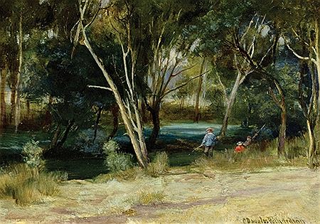 Charles Douglas Richardson : Fishing, Kooyong Creek, circa 1888