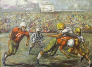 Gordon Jones : Football game, quarterback running with ball