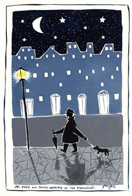 Renzo Meschis : Mr. Free and Trudy walking in the moonlight, 2007