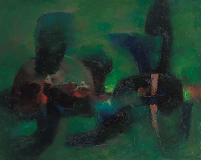 Dino Lanaro : Paesaggio verde, 1960