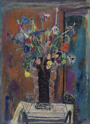 Guido Pajetta : Gatti con vaso di fiori, 1948