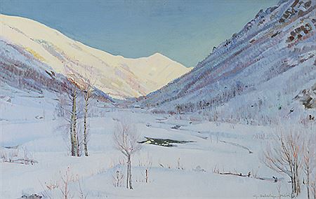 Giuseppe Sobrile : Nevicata a Forno Alpi Graie, 1933