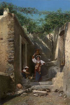 Alexander Antonovich Rizzoni : Courtyard in Rome