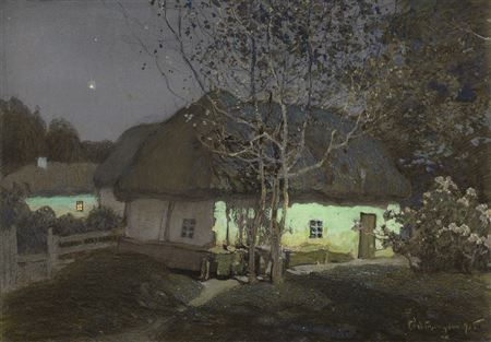 Grigory Petrovich Svetlitsky : Ukrainian Village in Moonlight