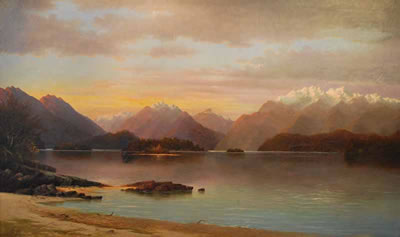 John Douglas Perrett : New Zealand Lake Scene