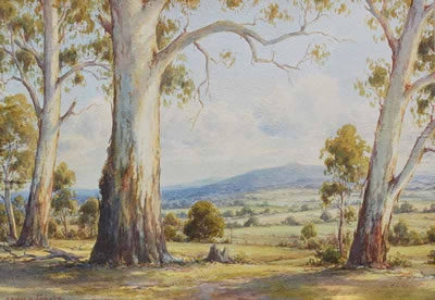 Arnold Jarvis : I)  Rural Scene With Gum Trees  ii)  Rural Scene With River And Gum Trees