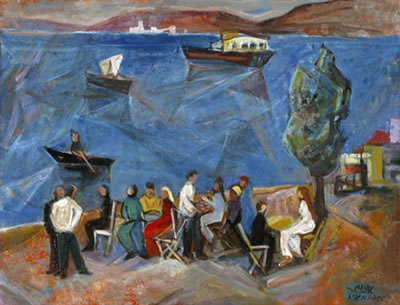 Jacob Eisenscher : Cafe on the Sea of Galilee