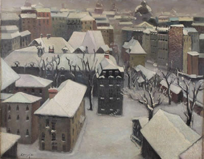 Auguste Joseph Clerge : Paris sous la neige