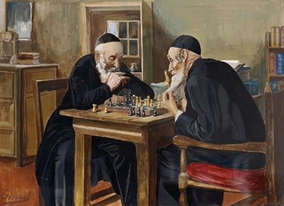 Henryk Gotlib : Rabbis playing chess