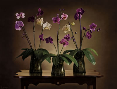 Albert Benaroya : Still life with orchids