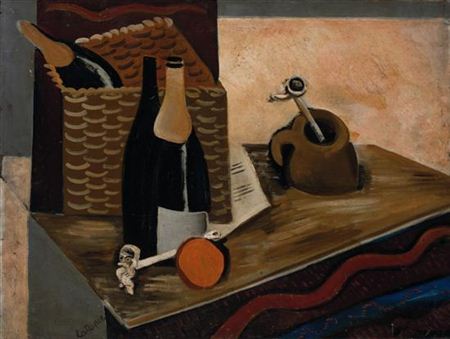 Louis Robert Arthur Latapie : Nature morte aux deux pipes , 1920's