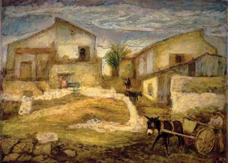 Arieh Allweil : Courtyard in Shfeya, 1929