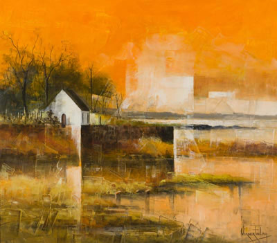 Verner Finlay : Chapel at Sunset