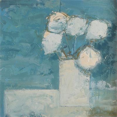 Paul Donaghy : 'White Bouquet on Blue'