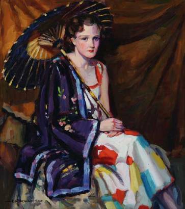 Edward Horace Nicholson : Lady With Umbrella