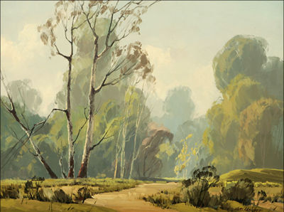 Karl Albert : Landscape - sycamore & eucalyptus trees