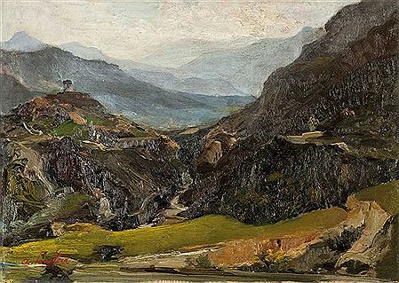 Antonio Privitera : VALLEY WITH RIVER AND VILLAGES