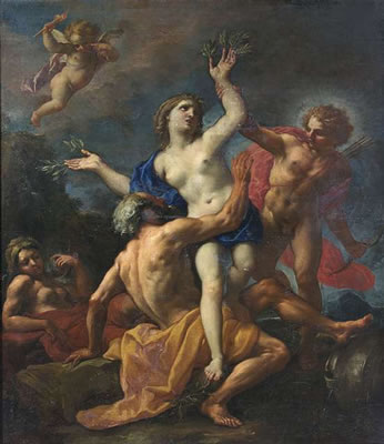 Daniel Seiter : The picture captures the culminating moment, in which the lovesick Apollo chases Daphne and grabs her arm