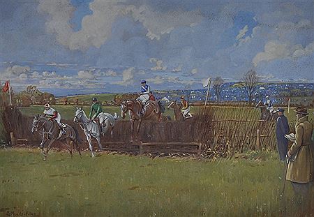 Eric Meade-King : A Point to Point, with Horses taking a fence