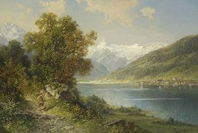 Alfred von Schonberger : Blick auf Zell am See und das Kitzsteinhorn